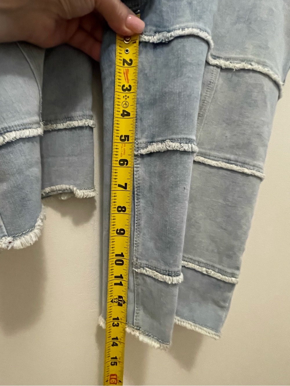 Peter Nygard Light Blue Patchwork Distressed Bermuda Shorts - Picture 10 of 10